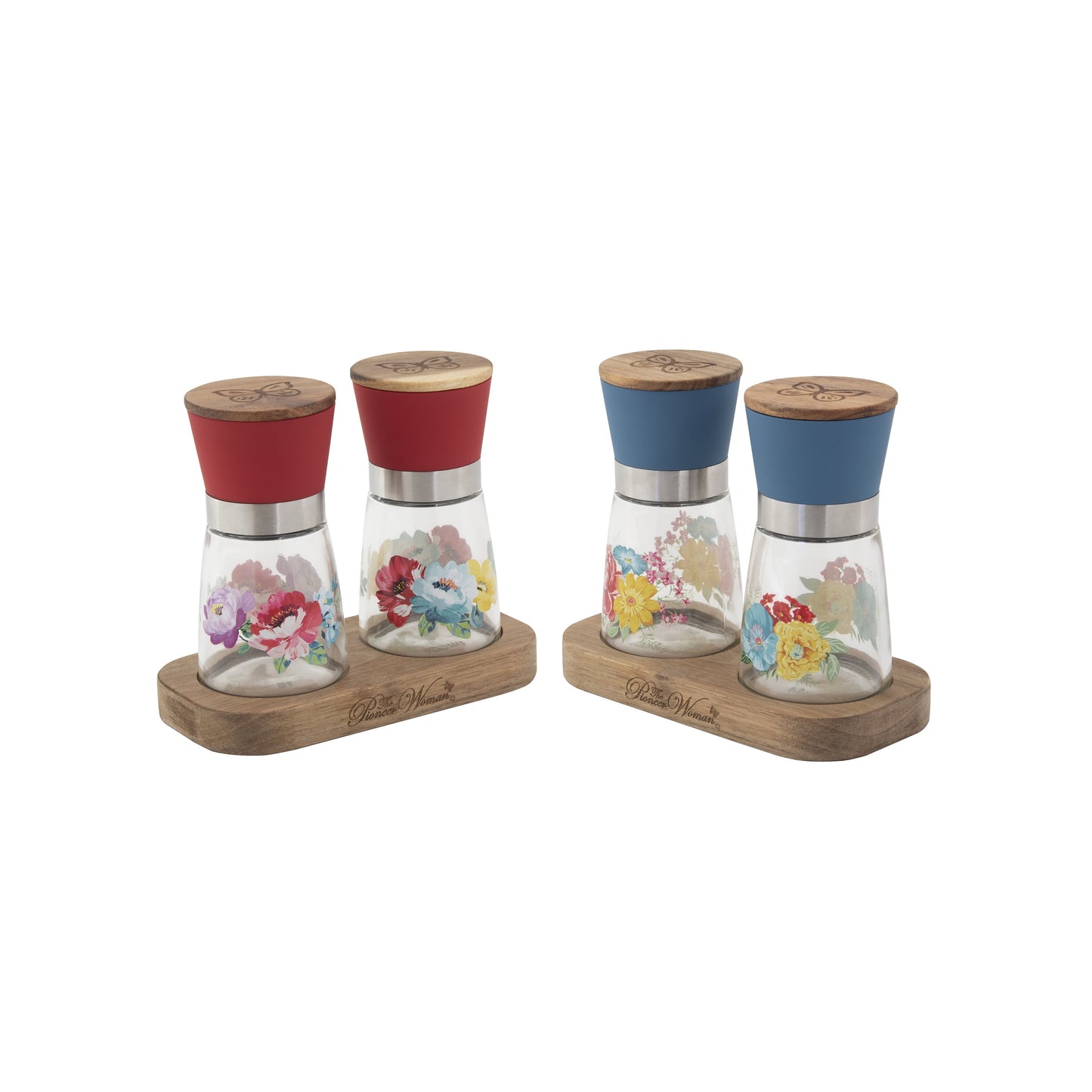 Sweet Romance Three-Piece Salt and Pepper Grinder Set