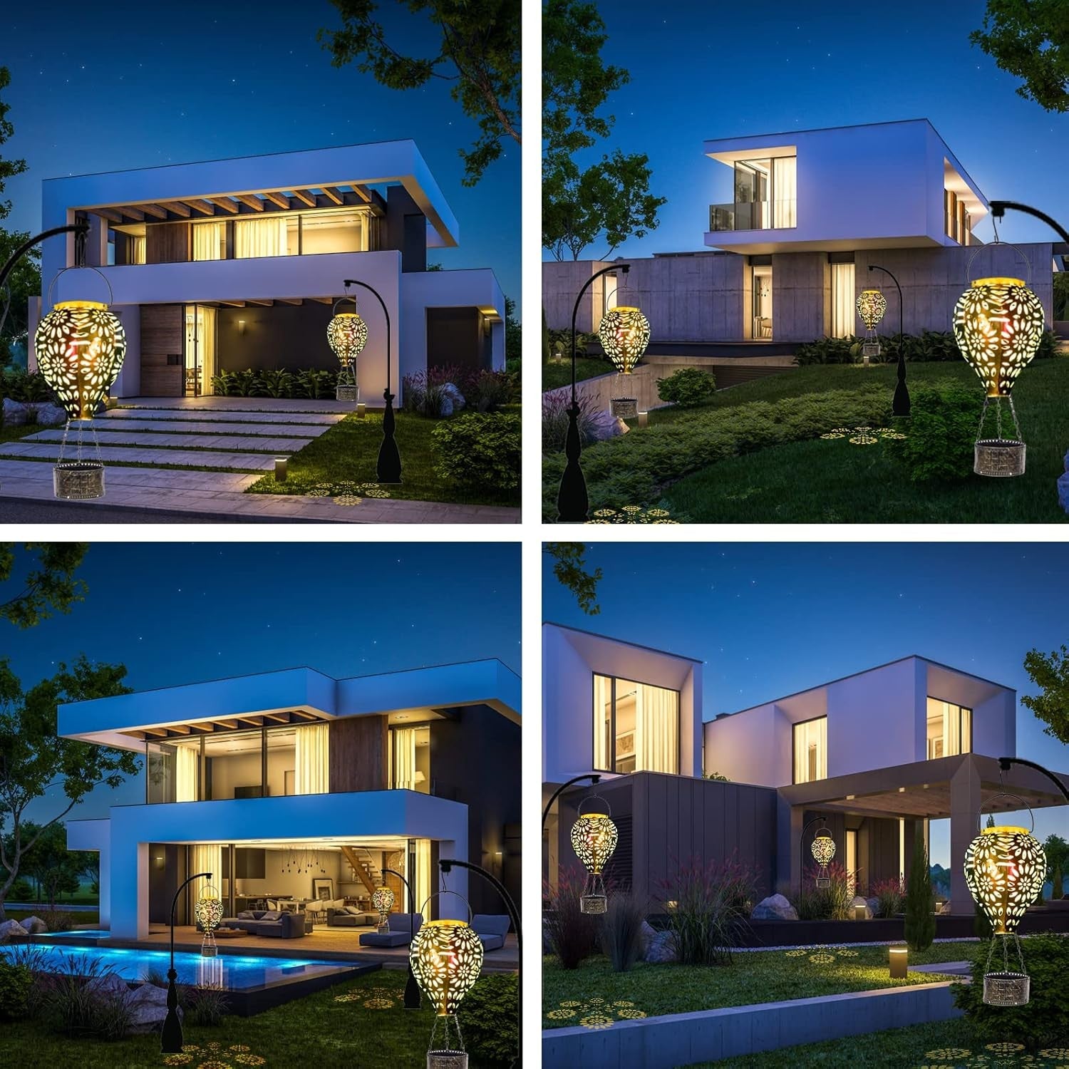 Solar-Powered Waterproof Hot Air Balloon Lanterns for Outdoor Decoration