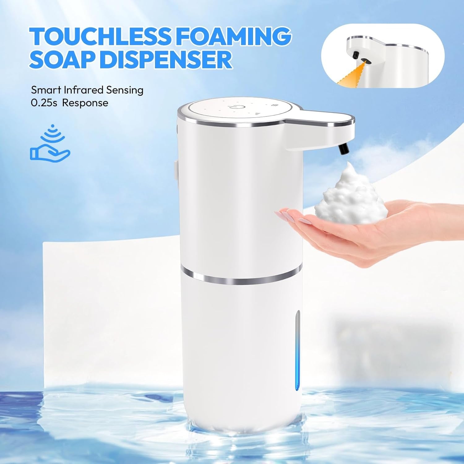 1-2 Pack Automatic Soap Dispenser, Foaming Soap Dispenser for Bathroom & Kitchen