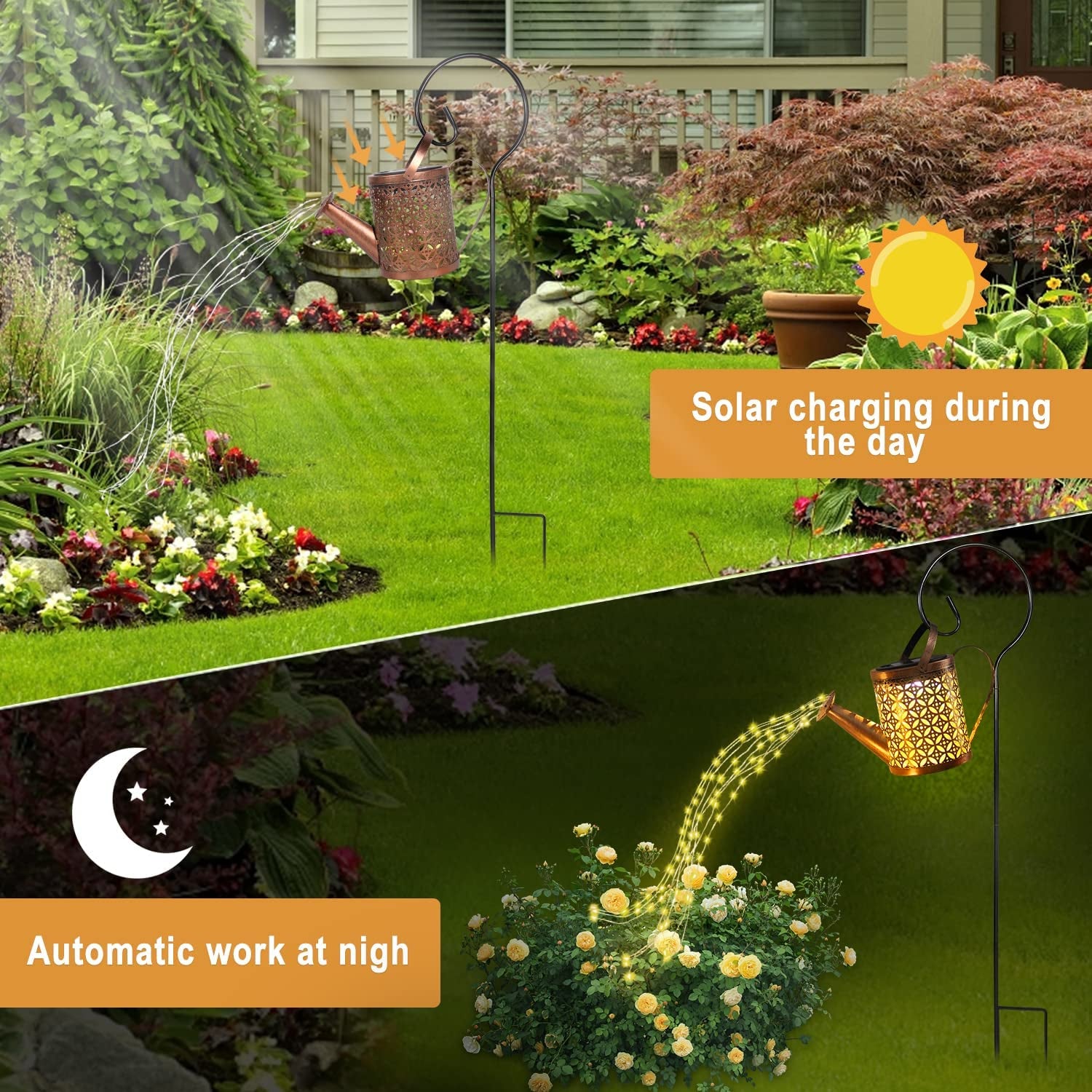 2-Pack Solar Lantern Watering Can - Waterproof Outdoor Hanging Garden Decor for Lawn, Pathway, and Patio
