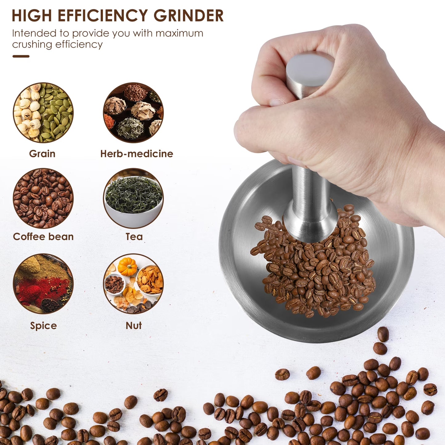 Stainless Steel Mortar and Pestle Set - Efficient Spice Crusher with Silicone Lid and Anti-Slip Base, Rustproof Pill Crusher for Grinding Herbs and Seasonings in the Kitchen