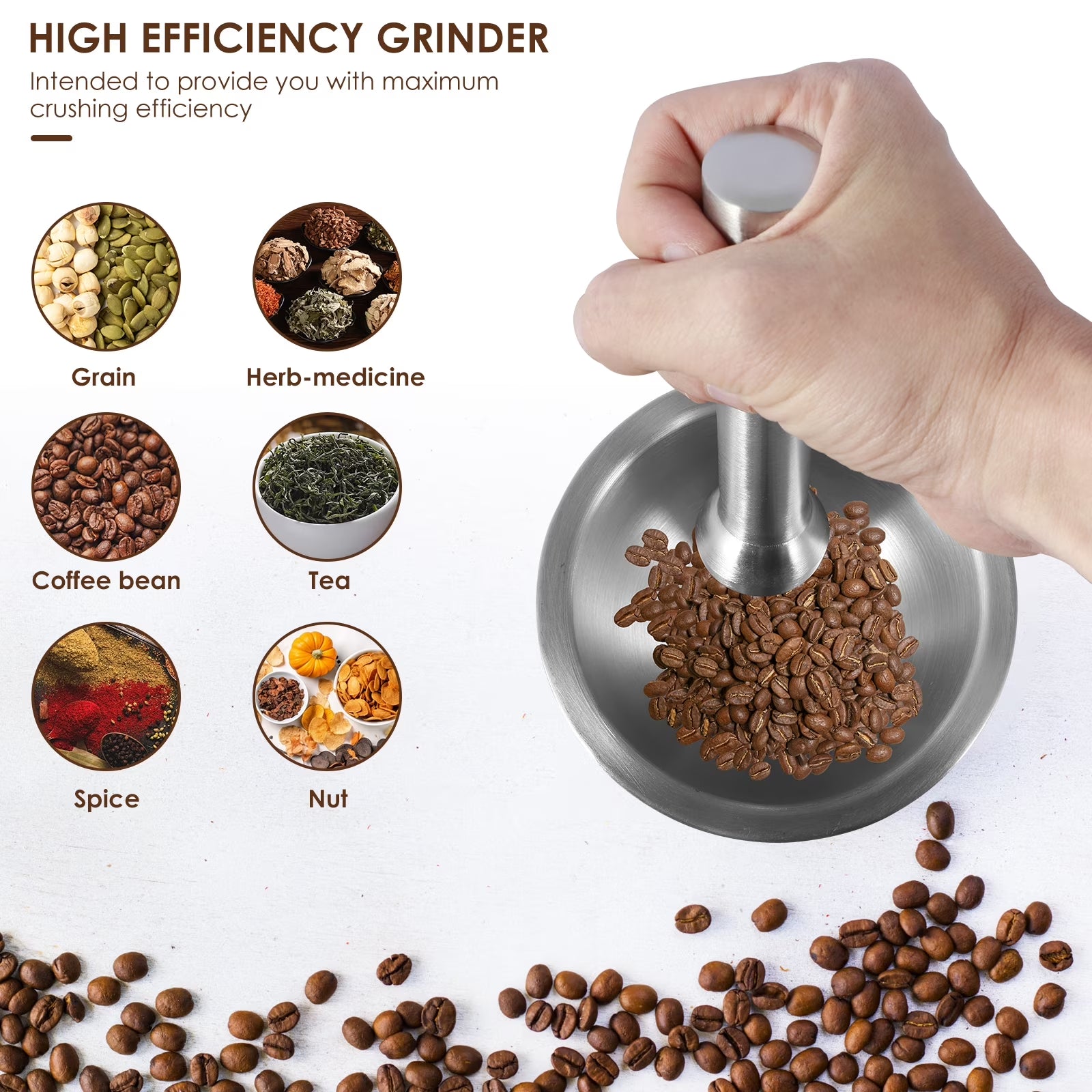 Stainless Steel Mortar and Pestle Set - Efficient Spice Crusher with Silicone Lid and Anti-Slip Base, Rustproof Pill Crusher for Grinding Herbs and Seasonings in the Kitchen