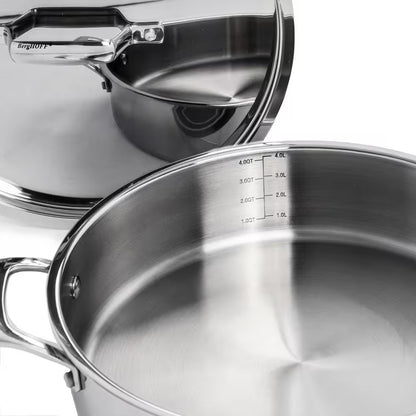 Professional 4.6 Quart 11-Inch Tri-Ply 18/10 Stainless Steel Sauté Pan with Stainless Steel Lid