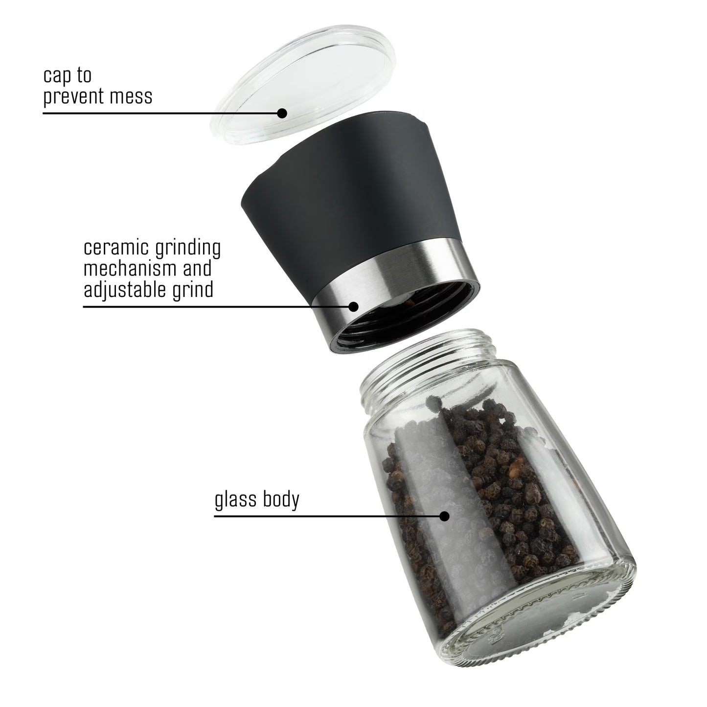5-Inch Glass Pink Himalayan Salt and Pepper Grinder Set - 2 Pack