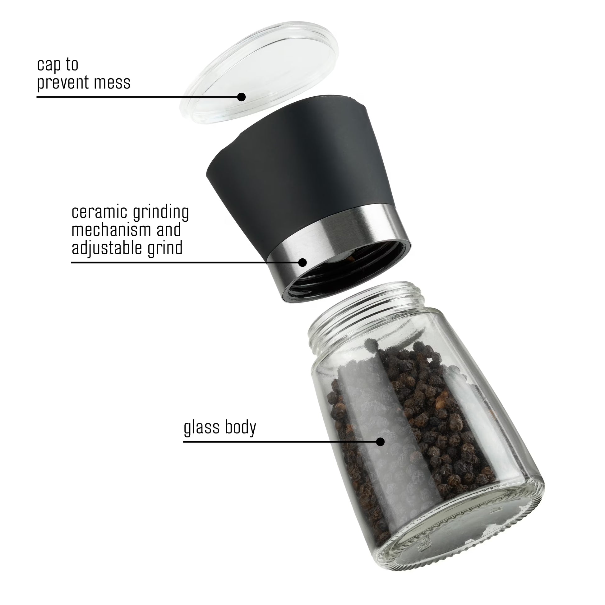 5-Inch Glass Pink Himalayan Salt and Pepper Grinder Set - 2 Pack