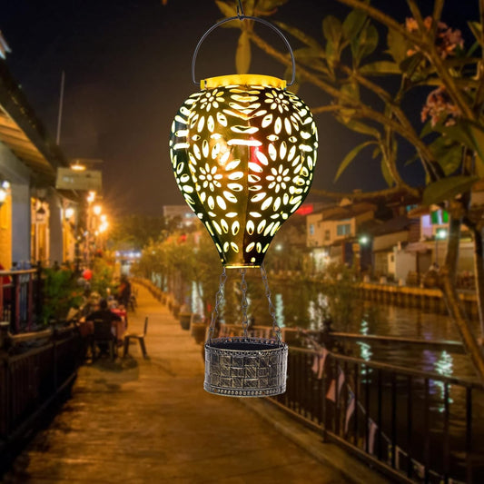 Solar-Powered Waterproof Hot Air Balloon Lanterns for Outdoor Decoration