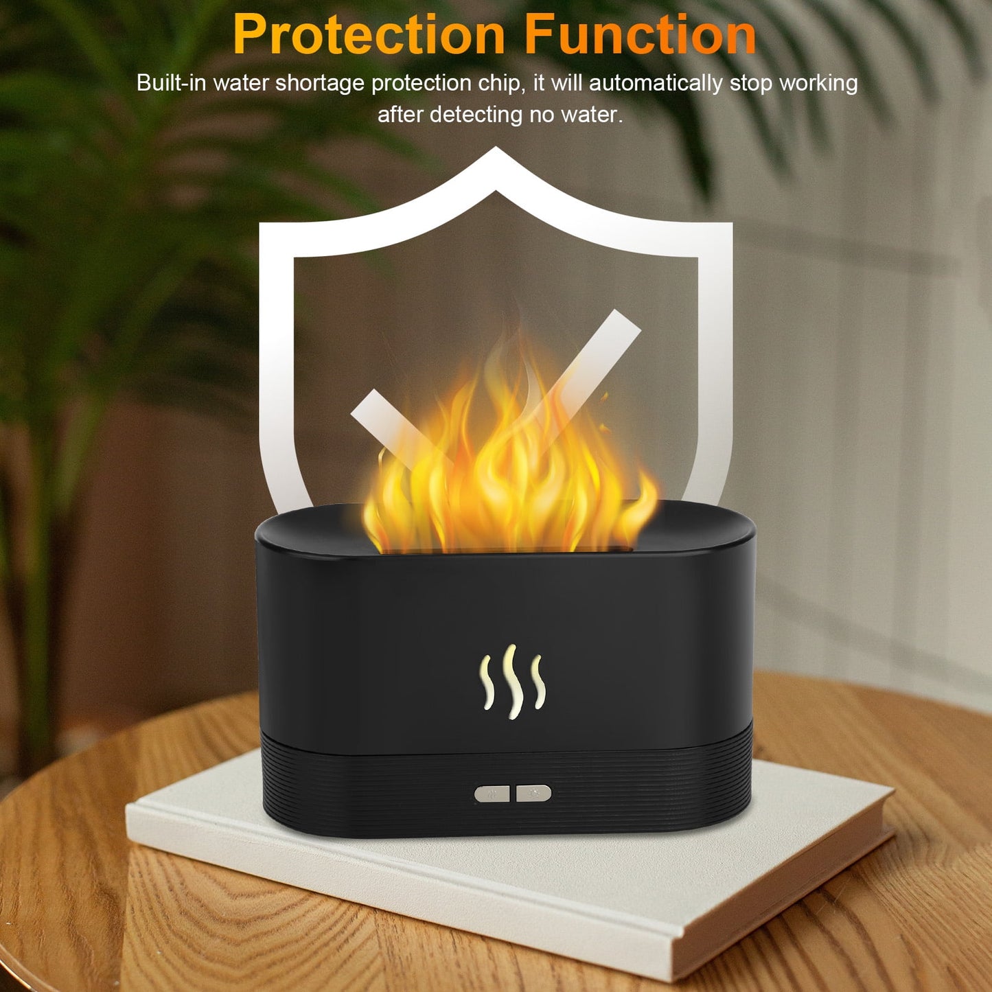 180ml Flame Air Humidifier and Essential Oil Diffuser with 3D USB 7-Color Lighting for Home, Office, Spa, and Gym