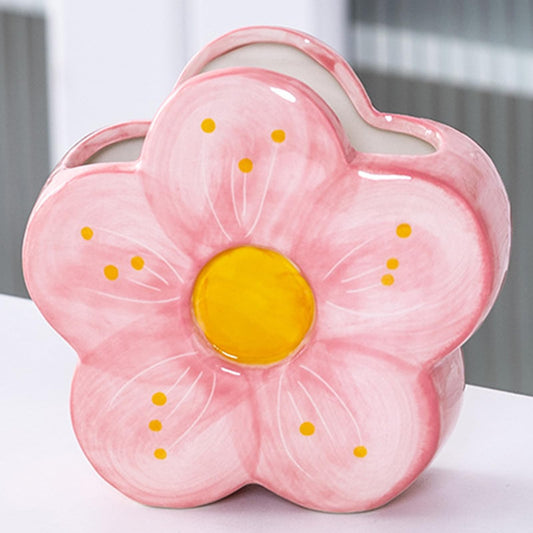 Elegant Pink Pencil and Pen Holder - Aesthetic Floral Office Desk Accessory