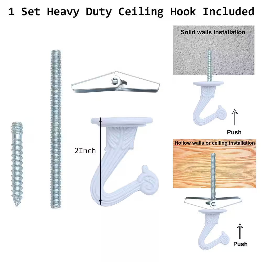 No Hole Adhesive Ceiling Hooks for Hanging Plants and Lights round Shape Indoor Strong Sticky Set of 10 Pack