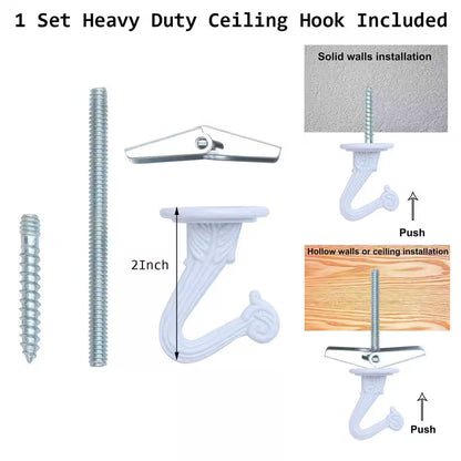 No Hole Adhesive Ceiling Hooks for Hanging Plants and Lights round Shape Indoor Strong Sticky Set of 10 Pack