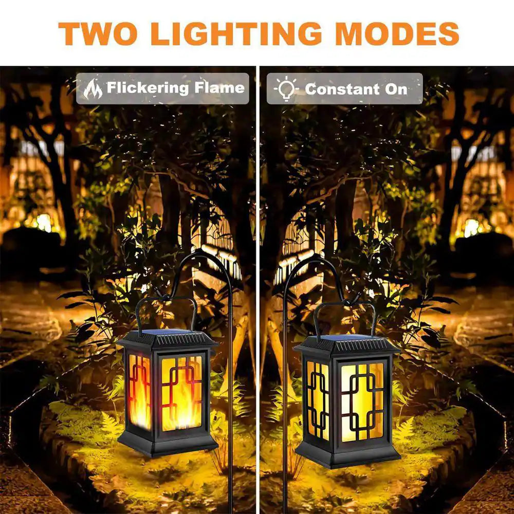 Outdoor Waterproof Solar Hanging Lanterns - LED Flame Lights for Garden (Set of 2)