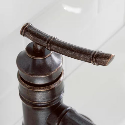 Bamboo Bronze Single-Handle Low-Arc Bathroom Faucet