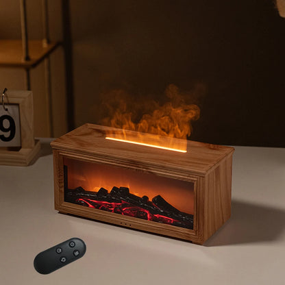 Essential Oil Diffuser with Fireplace Flame Effect - Aromatherapy Humidifier with 7 Color Options, 280ml Capacity, Whisper-Quiet Operation