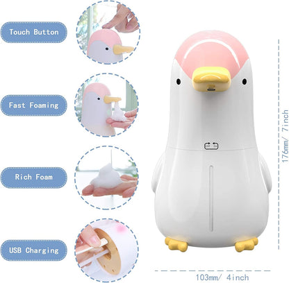 Automatic Soap Dispenser, Rechargeable Touchless Foaming Hand Soap Dispenser, Upgraded Waterproof Hands Free Foam Sanitizer Dispenser for Bathroom, Kitchen, Restaurant- 13.5Oz/ 400Ml Penguin Pink