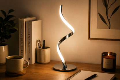 Modern Spiral LED Table Lamp – Dimmable Touch Control Bedside Light