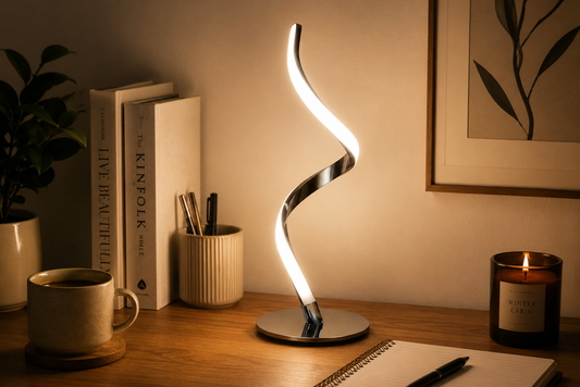 Modern Spiral LED Table Lamp – Dimmable Touch Control Bedside Light