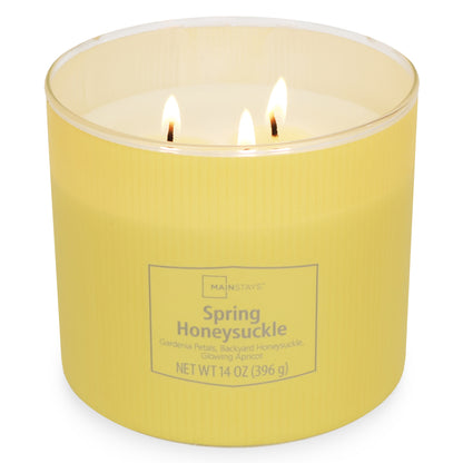 Textured 3-Wick Candle with Spring Honeysuckle Scent, 14 Oz