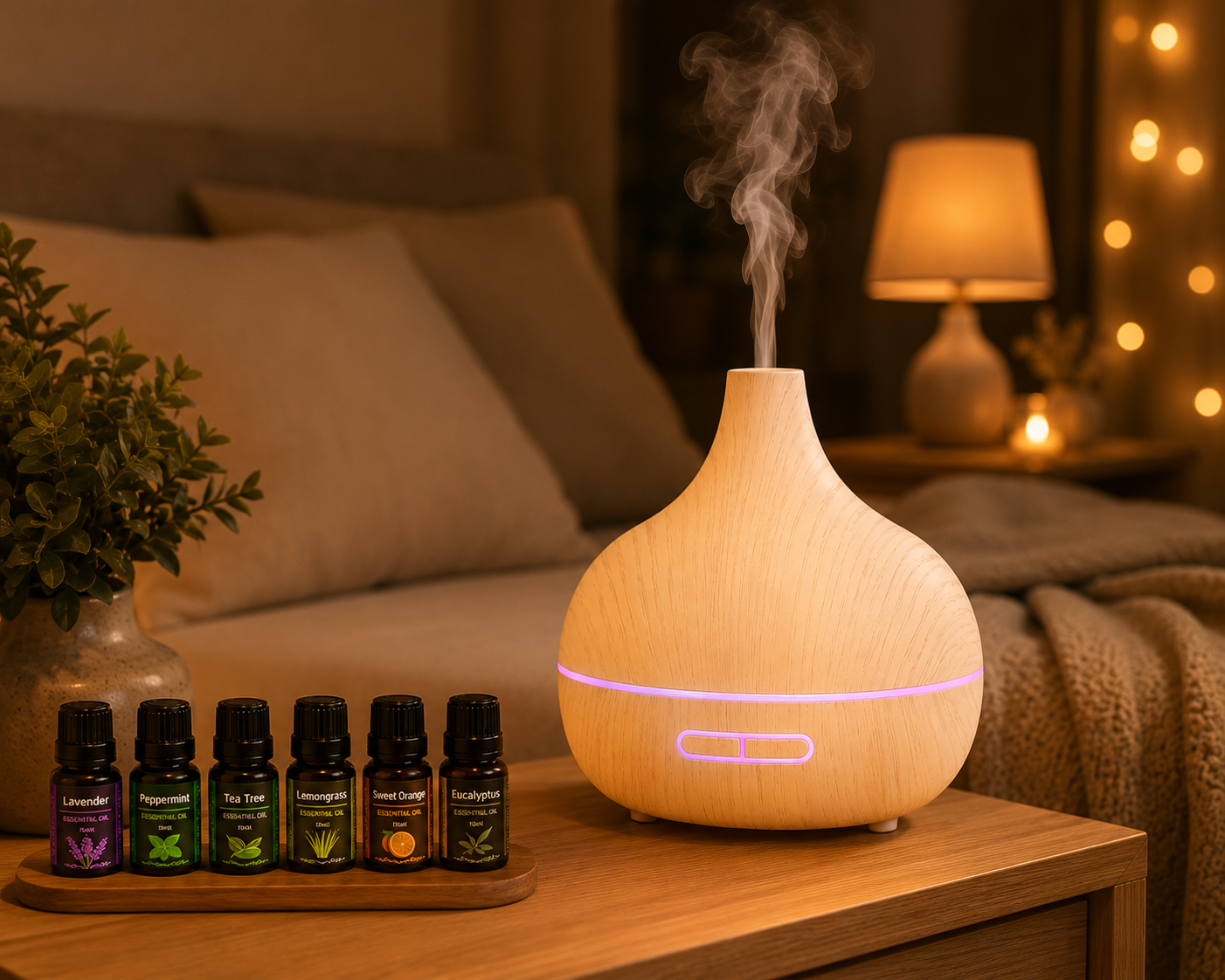 550ml Essential Oil Diffuser & Humidifier – LED Aromatherapy Flame Diffuser with Auto-Off Timer