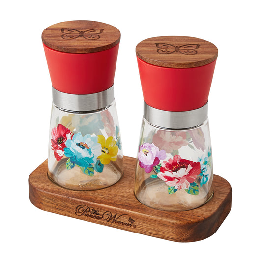 Sweet Romance Three-Piece Salt and Pepper Grinder Set