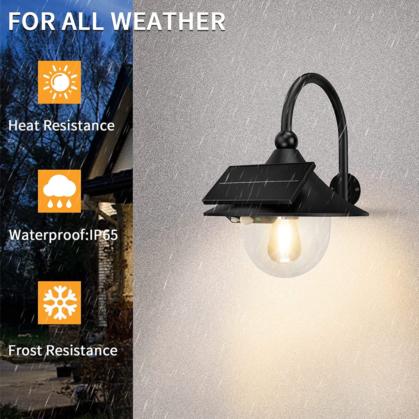 Outdoor Solar Barn Lights with Motion Sensor and Three Lighting Modes, Waterproof Solar Shed Light for Barns, Sheds, Chicken Coops, and Patios - Single Pack