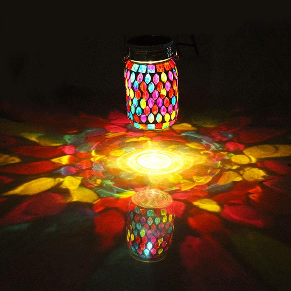 Outdoor Rechargeable Mosaic Solar Lanterns - Waterproof Hanging and Table Lamps for Decorative Lighting