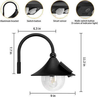 Outdoor Solar Barn Lights with Motion Sensor and Three Lighting Modes, Waterproof Solar Shed Light for Barns, Sheds, Chicken Coops, and Patios - Single Pack