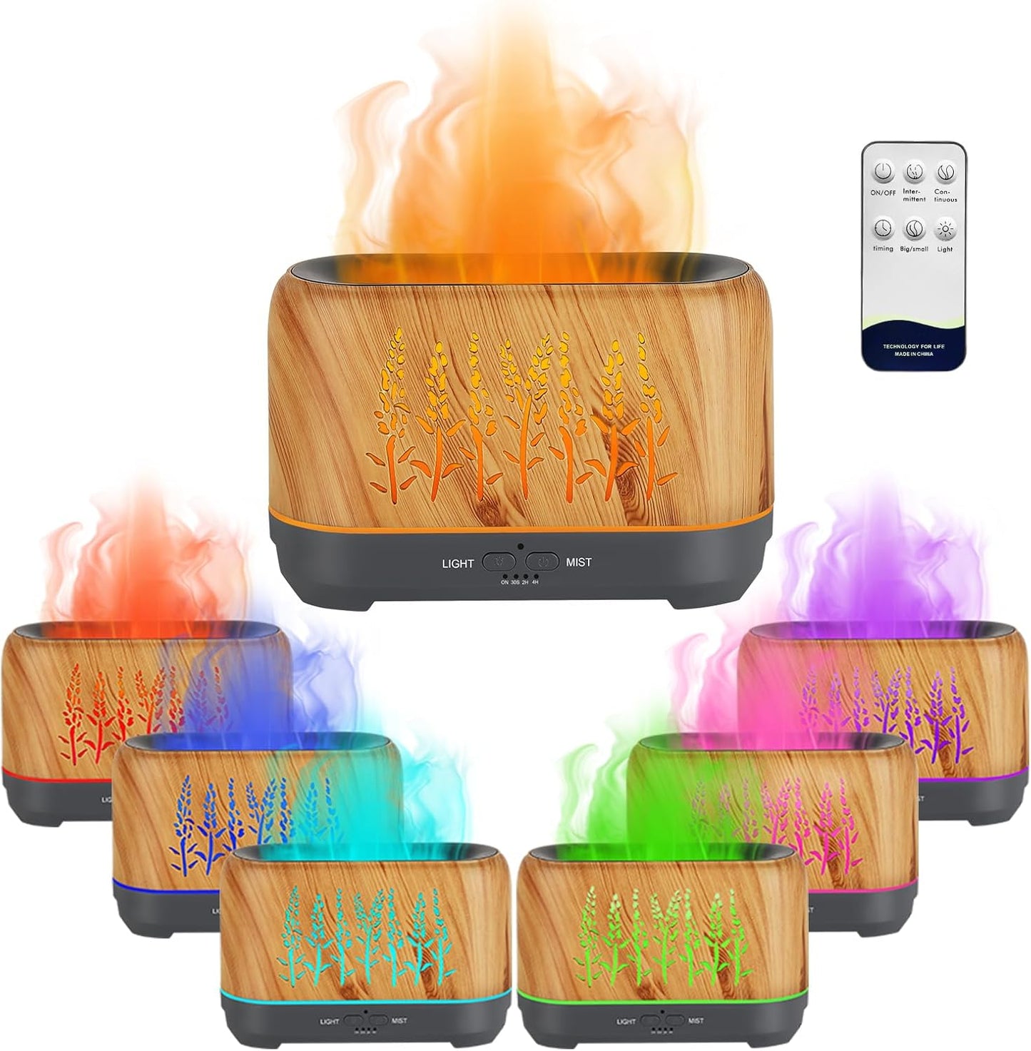Aromatherapy Ultrasonic Oil Diffuser with Color Flame Ambient Light for Enhanced Room Atmosphere