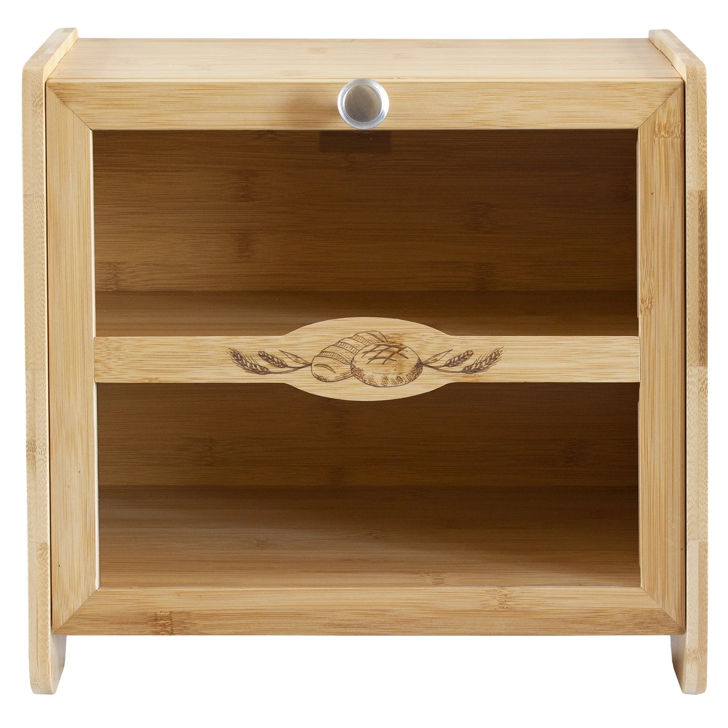 Double-Layer Bamboo Bread Box with Window in Farmhouse Style