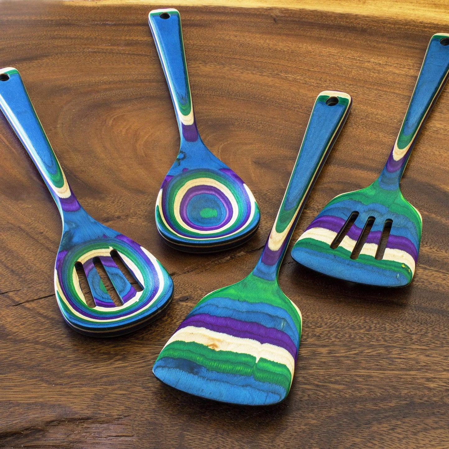 Mumbai Collection 4-Piece Wooden Cooking Utensil Set - Nonstick Safe