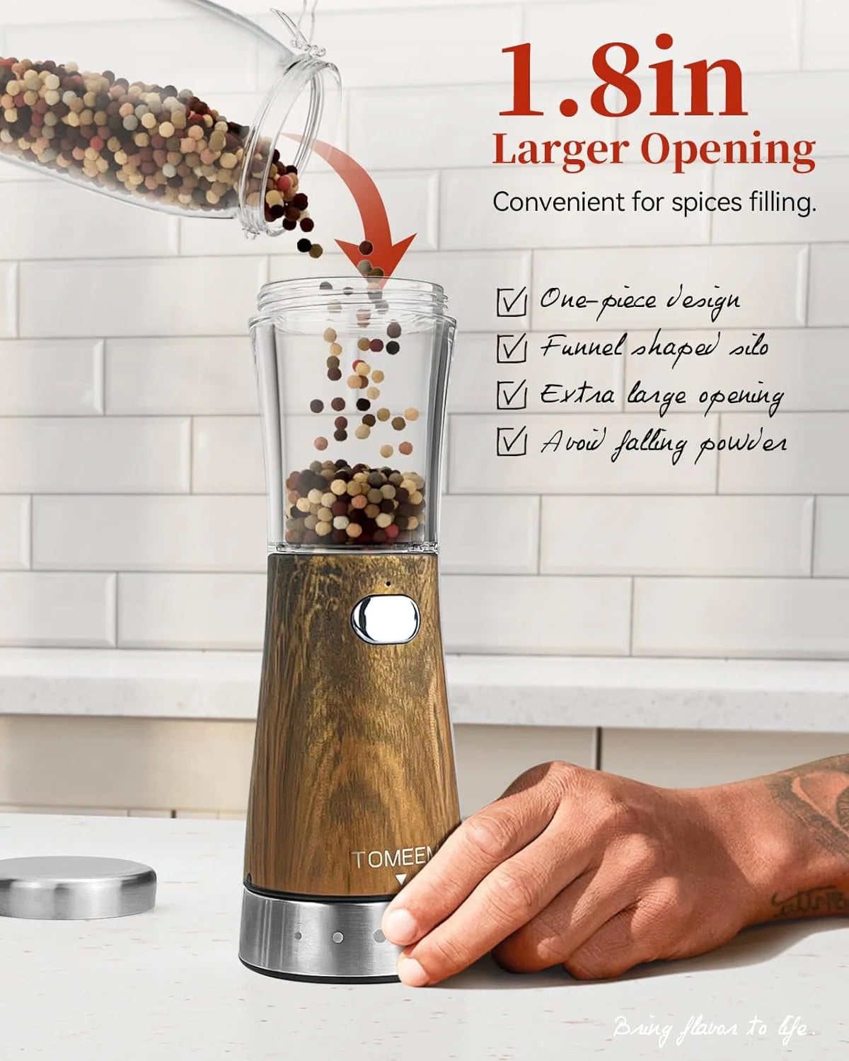 USB Rechargeable Stainless Steel Electric Salt and Pepper Grinder Set with 5-Level Adjustable Settings and 4.5oz Capacity