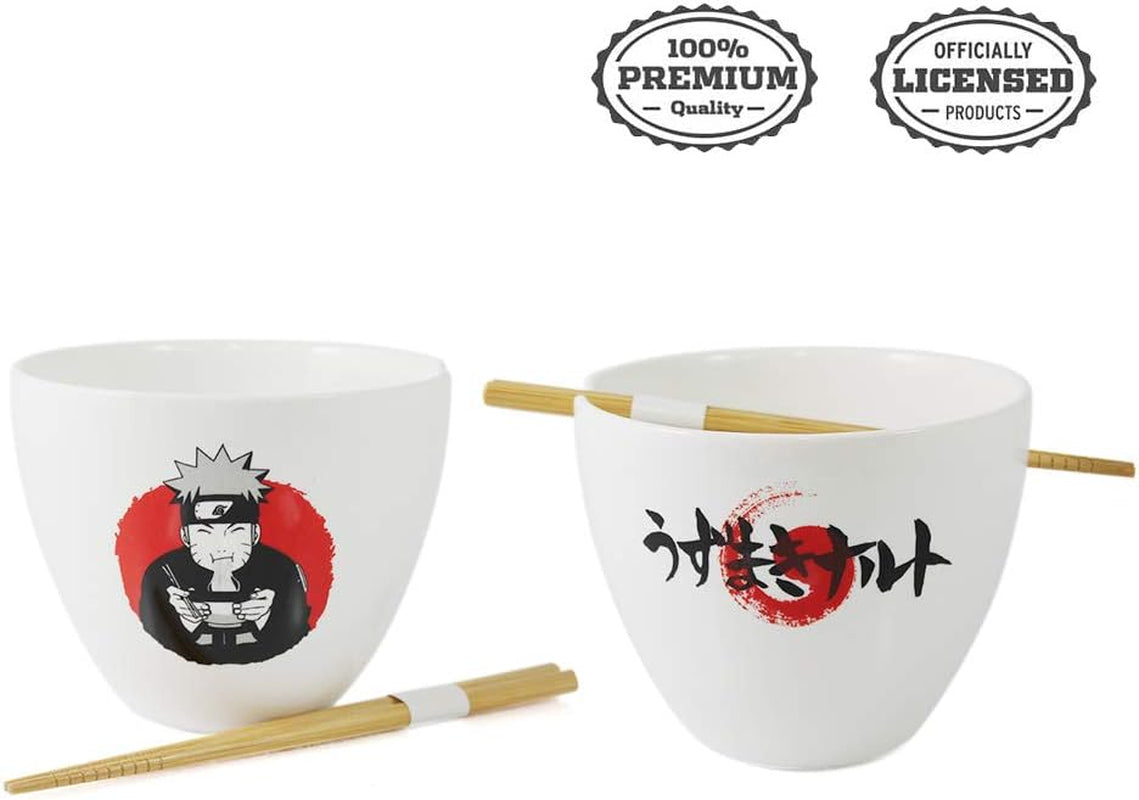 Naruto Ramen Bowl with Wooden Chopsticks Featuring Naruto Eating Ramen, 473 ml