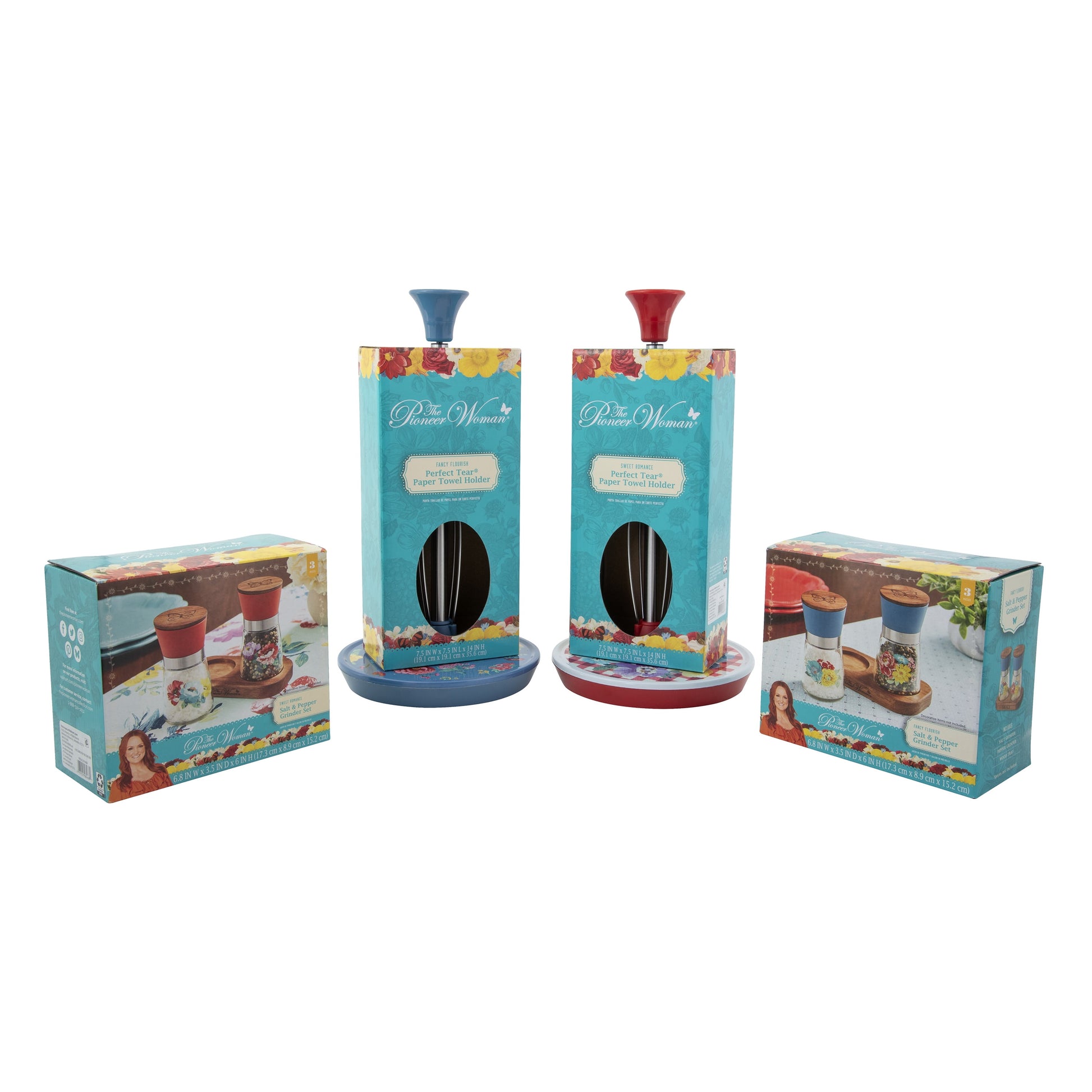 Sweet Romance Three-Piece Salt and Pepper Grinder Set