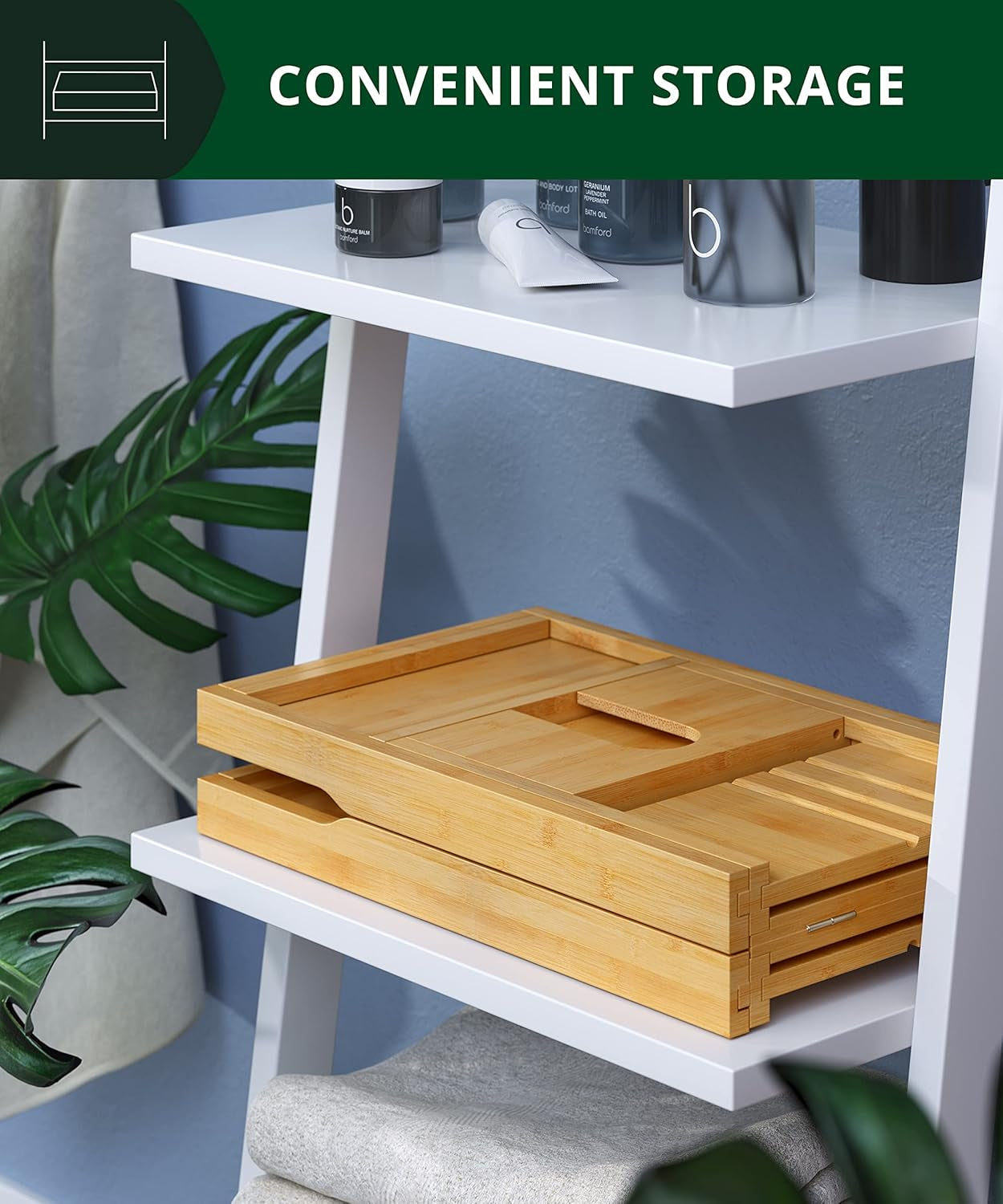 Premium Bamboo Bathtub Tray - Expandable Wooden Caddy for Bathing Accessories, Ideal Gift for New Homes and Mothers