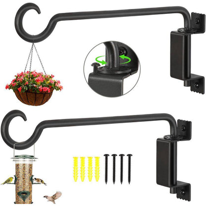 12-Inch Swivel Plant Hanger - Solid Steel, Rust-Resistant Wall Mount for Bird Feeders, Garden, and Patio - Set of 2
