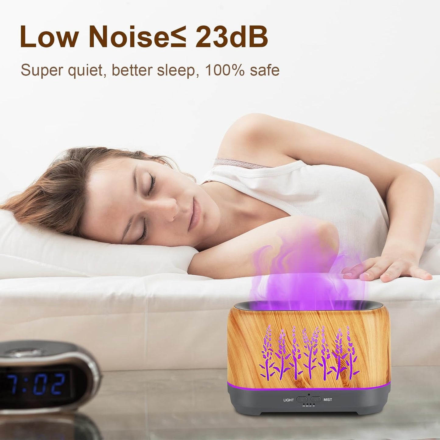 Aromatherapy Ultrasonic Oil Diffuser with Color Flame Ambient Light for Enhanced Room Atmosphere