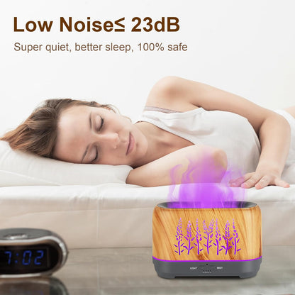 Aromatherapy Ultrasonic Oil Diffuser with Color Flame Ambient Light for Enhanced Room Atmosphere