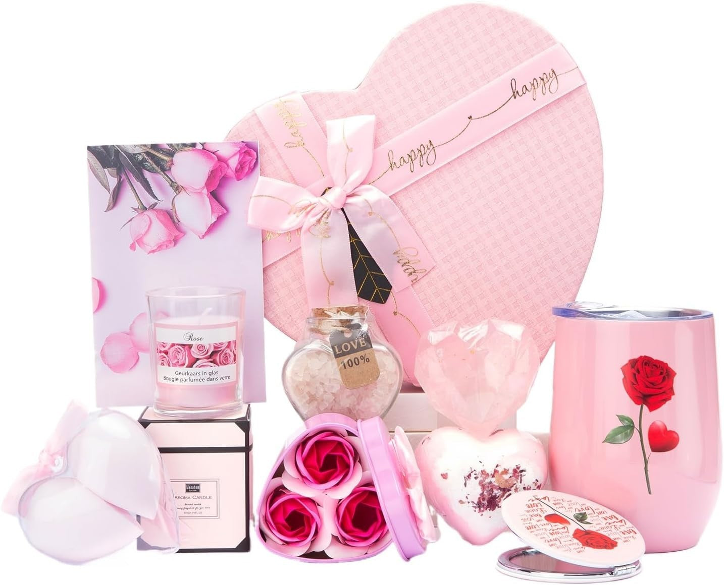 Elegant Pink Rose Spa Gift Basket for Mother's Day and Birthdays