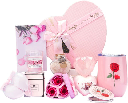 Elegant Pink Rose Spa Gift Basket for Mother's Day and Birthdays