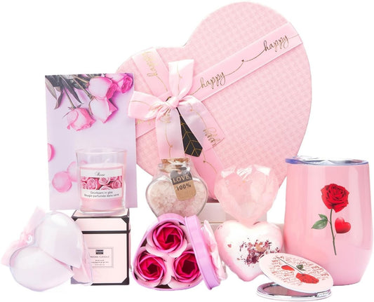Elegant Pink Rose Spa Gift Basket for Mother's Day and Birthdays