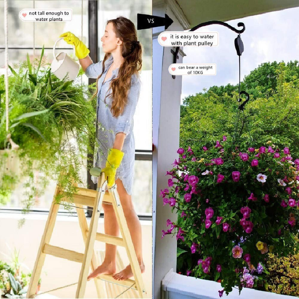 4-Piece Retractable Pulley Hook Hanging System for Garden Plants and Flowers
