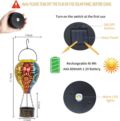Solar-Powered Waterproof Hot Air Balloon Lanterns for Outdoor Decoration
