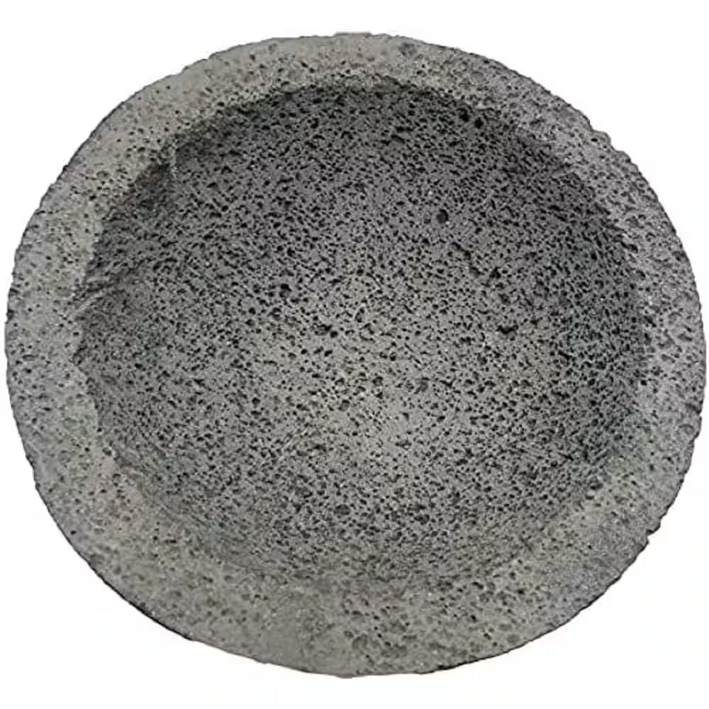7-Inch Gray Lava Stone Mortar and Pestle Set for Crushing and Grinding Spices with Easy-to-Follow Instruction Card