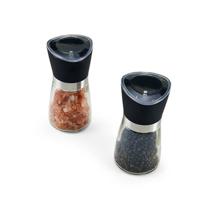 5-Inch Glass Pink Himalayan Salt and Pepper Grinder Set - 2 Pack