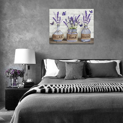 Farmhouse Bathroom Decor Wall Art Rustic Cotton Bathroom Pictures Canvas Print Country Bathroom Relax Soak Unwind Sign Artwork Modern Home Decor for Bathroom Framed Ready to Hang 12"X16"