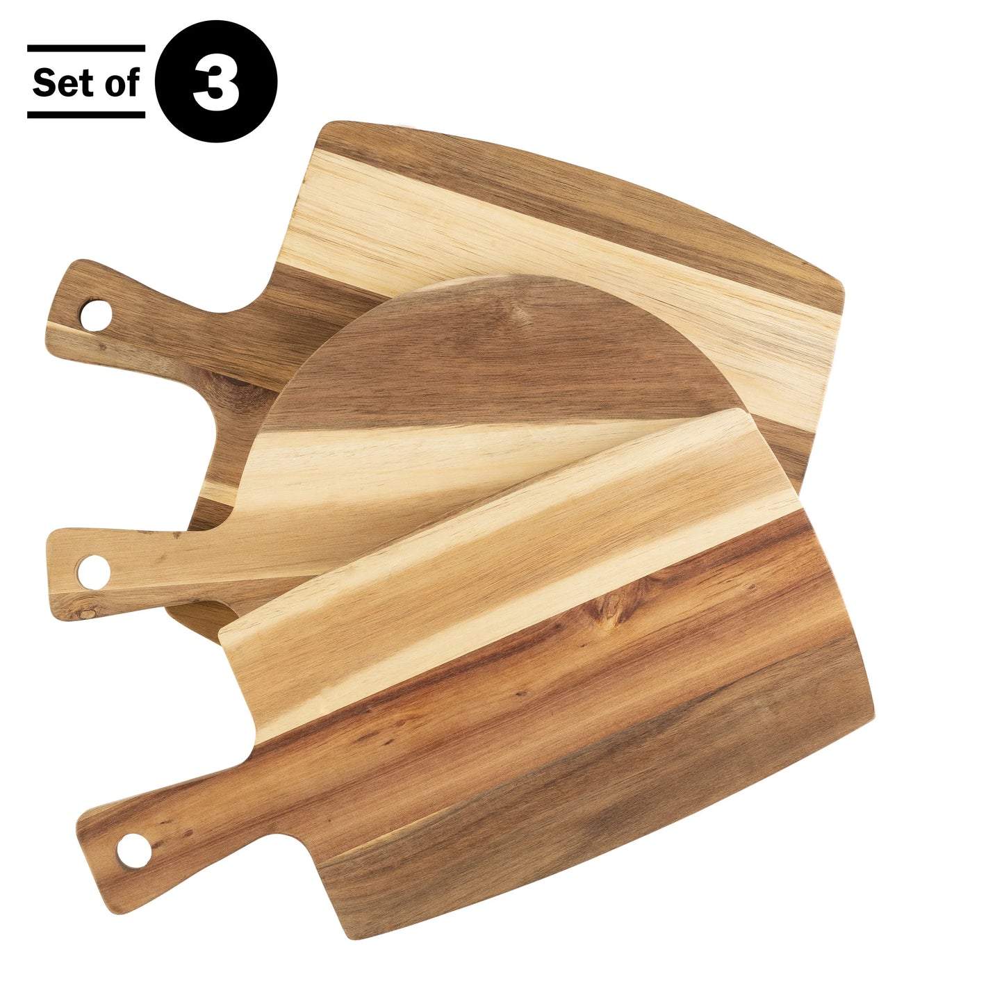Acacia Wood Cutting Board Set - 3-Piece Collection by Classic Cuisine