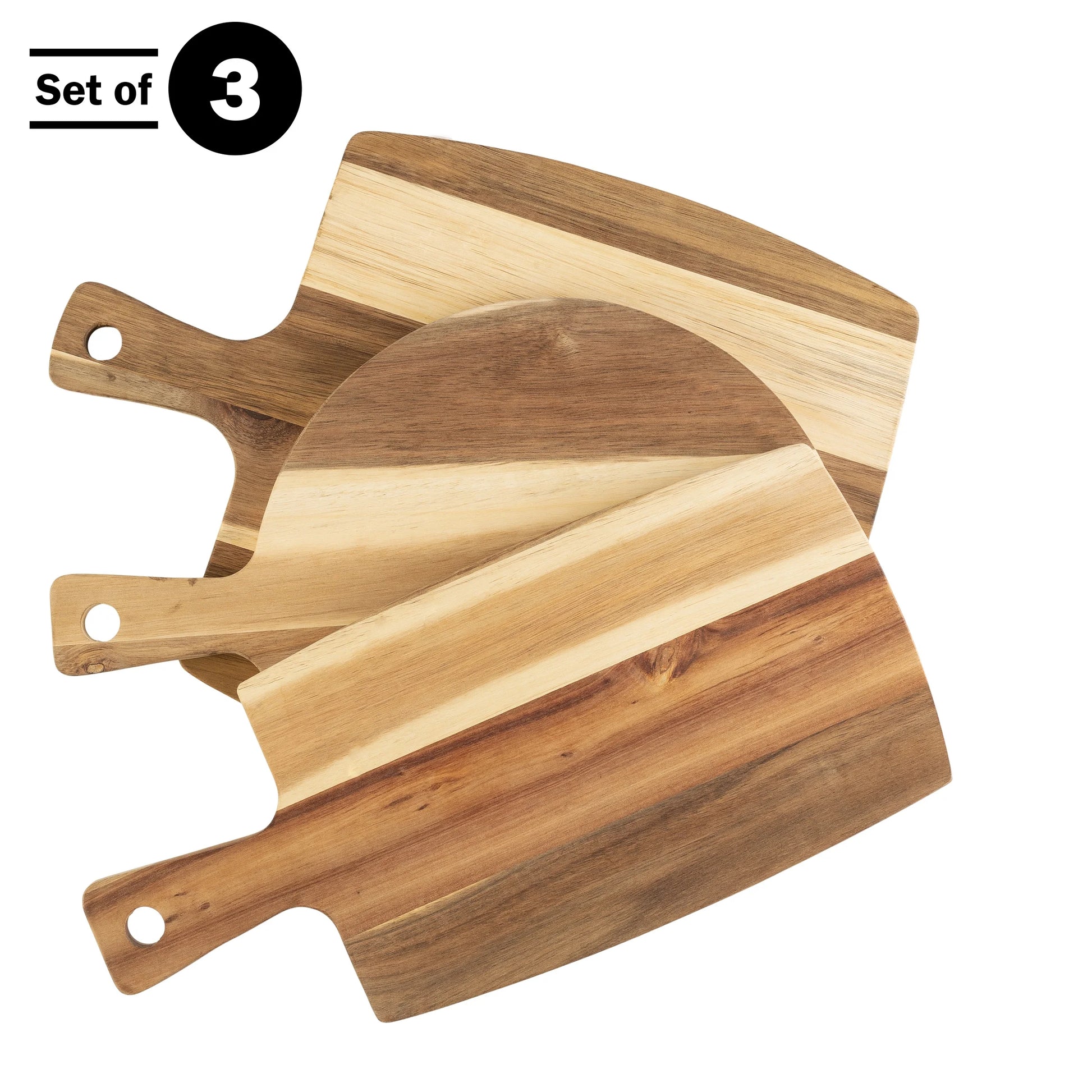 Acacia Wood Cutting Board Set - 3-Piece Collection by Classic Cuisine