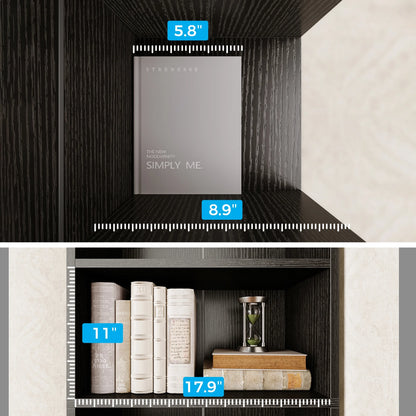 Tall 6-Tier Bookcase, Space-Saving Display Shelf for Living Room, Bedroom, and Home Office in Black