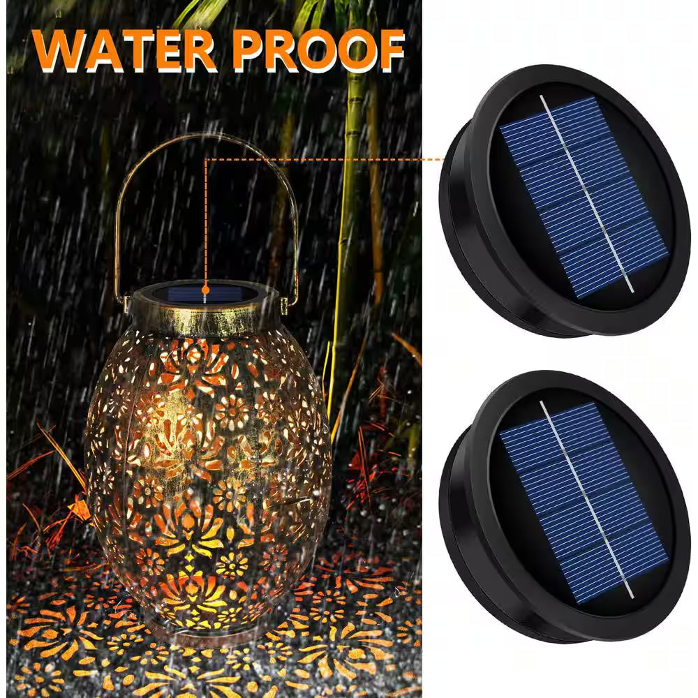 3.2-Inch Warm White LED Waterproof Solar Light Replacement Top Kit for Outdoor DIY Lanterns - Set of 2