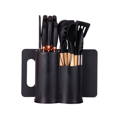 19-Piece Heat-Resistant Silicone Kitchen Utensil Set - Non-Stick and Easy to Clean, Black