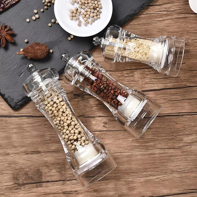 Acrylic Pepper Grinder and Salt Shaker Set with Adjustable Coarseness and Ceramic Rotor - Premium Kitchen Accessories